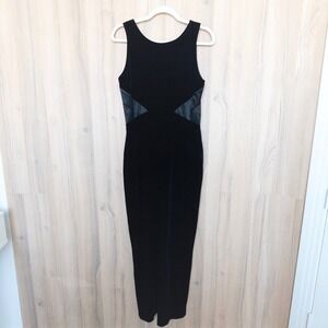 VTG Rhapsody Velvet Maxi Dress Size 10 Black Mesh Whimsigoth Y2K 90s Old Money